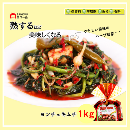 本格漬け ＼ ヨンチェ キムチ1kg 2kg 3kg～ ／ 寒い地方のハーブ系野菜 お中元 ギフト 食べ物 花以外 無添加 発酵 薬膳食材  手作り 本格 美味しい 漬物 お手頃価格 伝統 食品 熟成 乳酸菌 ヘルシー  【三口一品SANKOU公式】【クール便】